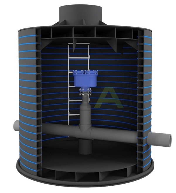 Изображение&nbsp;колодца&nbsp;PRAdest для напорной канализации с вантузом